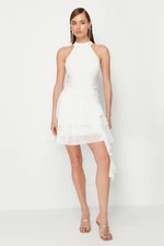 Trendyol Bridal White A-Cut Ruffled Wedding/Wedding Elegant Evening Dress