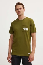 Bavlněné tričko The North Face M Berkeley California Pocket S/S Tee zelená barva, s potiskem, NF0A87U2PIB1