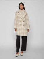 Women's cream-beige patterned coat VILA Vilunes - Women