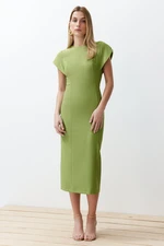 Trendyol Green Bodycon Low Sleeve Crew Neck Midi Pencil Skirt Woven Dress