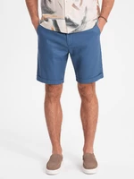 Ombre Men's linen blend short shorts - blue denim