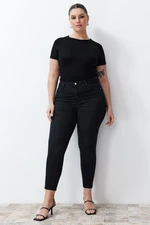 Trendyol Curve černé super elastické skinny džíny s vysokým pasem a zeštíhlujícím efektem