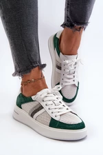 Women's D&A leather sneakers - green-white