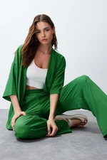 Trendyol Green Relaxed/Comfortable Cut Knitted Kimona Trousers Top-Bottom Set