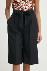 Kalhoty Artigli dámské, černá barva, široké, high waist, AP38223
