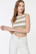 Trendyol Stone Crop Striped Knitwear Blouse