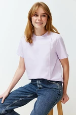 Trendyol Lilac Crew Neck Ribbed Regular Knitted T-Shirt