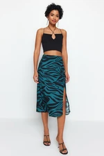 Trendyol Oil Slit Viscose Fabric Animal Print Midi Skirt