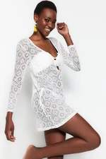 Trendyol White Mini Woven Accessory Beach Dress