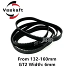 3D Printer Parts GT2 6mm Closed Loop Rubber Timing Belt 132 134 136 138 140 142 144 146 148 150 152 154 156 158 160mm 2GT 1pcs