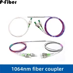 1064nm fiber coupler 1 split 2, 2 split 2 fiber coupler steel tube package can be arbitrary spectral ratio