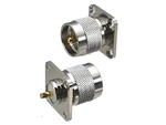 1pcs UHF PL259 Male Plug 4 Holes Flange Connector Solder Panel Mount RF Coaxial Brass 50ohm New