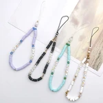 Trendy Mobile Strap Charm Soft Pottery Clay Letter Beaded Jewelry Phone Chain Ornaments For Women Phone Anti-Lost Lanyard Gifts