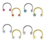 New design flower horseshoe stainless steel nose ring bulk for women piercing Faux Body Piercing Jewelry