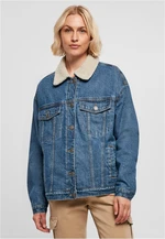 Women's Oversized Denim Jacket Sherpa Clear Blue Washed