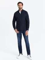 Ombre Oxford REGULAR men's fabric shirt - navy blue