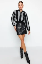 Trendyol Black Faux Leather High Waist Mini Skirt