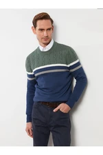 LC Waikiki Crew Neck Long Sleeve Color Block Men's Knitwear Sweater