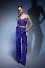 DEFACTO Normal Waist Wide Leg Satin Trousers