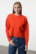 Trendyol Red Wide Pattern Basic Premium Yarn/Special Yarn Knitwear Sweater