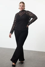 Trendyol Curve Black Lace Knitted Plus Size Blouse