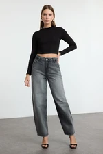 Trendyol Anthracite High Waist Skater Baggy Jeans