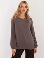 Brown loose blouse with long sleeves