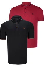 DOUBLE SET T8586 DEWBERRY MEN'S T-SHIRT-BLACK-BURGUNDY