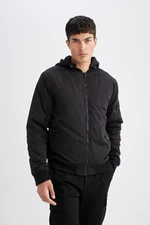 DEFACTO Slim Fit Detachable Hooded Zippered Double Pocket Seasonal Lightweight Bomber Jacket