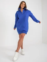 Cobalt Blue Basic Sweatshirt Mini Dress