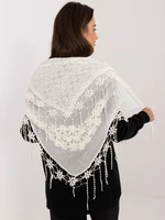 Ecru women's scarf with fringes