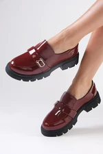 Mio Gusto Katy Burgundy Color Thick Soled Women's Loafer Shoes