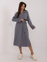 Dark grey casual dress with slits