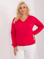 Červená halenka plus size s kapsou