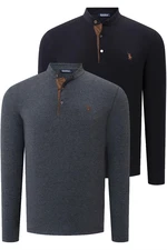 DOUBLE SET V4009 DEWBERRY MEN'S SWEATSHIRT-BLACK-ANTHRACITE