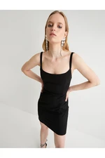 Koton Strappy Mini Pencil Dress Back Window Detail Square Neck Slim Fit Lined