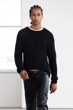 Trendyol Black Slim Fit Slim Cut Crew Neck Raglan Sleeve Seamless Basic Knitwear Sweater