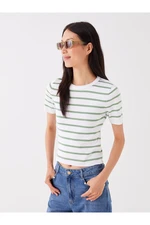 LC Waikiki Crew Neck Striped Short Sleeve Women's Knitwear Sweater