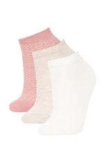 DEFACTO Women's 3-Piece Cotton Booties Socks