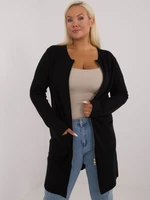 Black long sweater in larger size with zipper