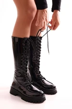 Shoeberry Women's Lasula Black Patent Leather Boots Boots Black Patent Leather.