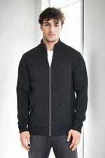 83582 Dewberry Zippered Knitwear Mens Cardigan with Pocket-ANTHRACITE