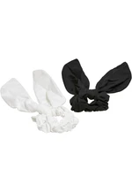 Scrunchies with Bow XXL 2-Pack Black/White