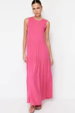 Trendyol Pink Shift/Straight Cut Maxi Sleeveless Woven Dress