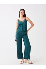 LC Waikiki Lcw V-Neck Lace Detailed Strappy Satin Women's Pajama Set