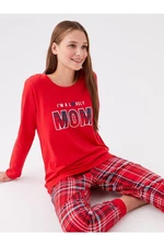 LC Waikiki Crew Neck Printed Long Sleeve Women's Pajama Set