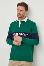 Bavlněné tričko s dlouhým rukávem Polo Ralph Lauren zelená barva, 710938458