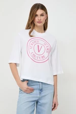 Bavlněné tričko Versace Jeans Couture bílá barva, 76HAHG05 CJ00G