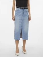 Svetlomodrá dámska džínsová midi sukňa Vero Moda Veri