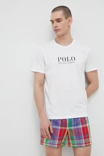 Bavlněné pyžamové tričko Polo Ralph Lauren bílá barva, s potiskem, 714899613